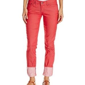 PrAna Red Patterned Denim Skinny Jeans